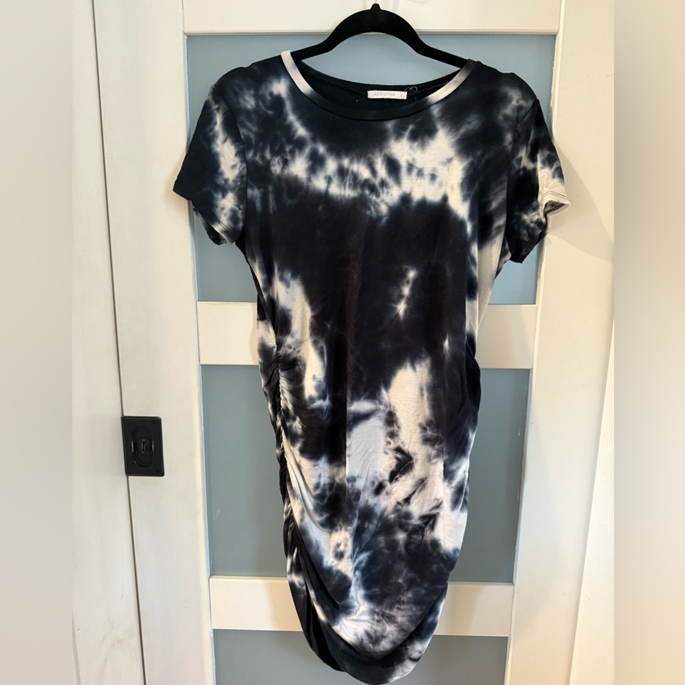 Navy and White Tie-Dye Dress